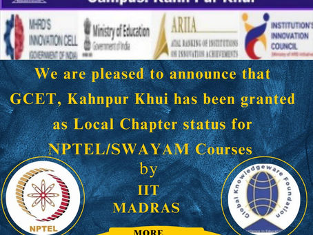 LC ID 6085 SWAYAM-NPTEL Local Chapter Established for Global College of Engineering and Technology