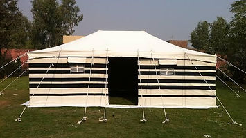 black and white canvas tent