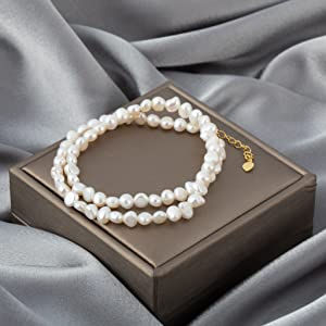 Thumbnail: Real Natural Baroque Freshwater Pearl Choker Necklace for Women Girl Gift Popula