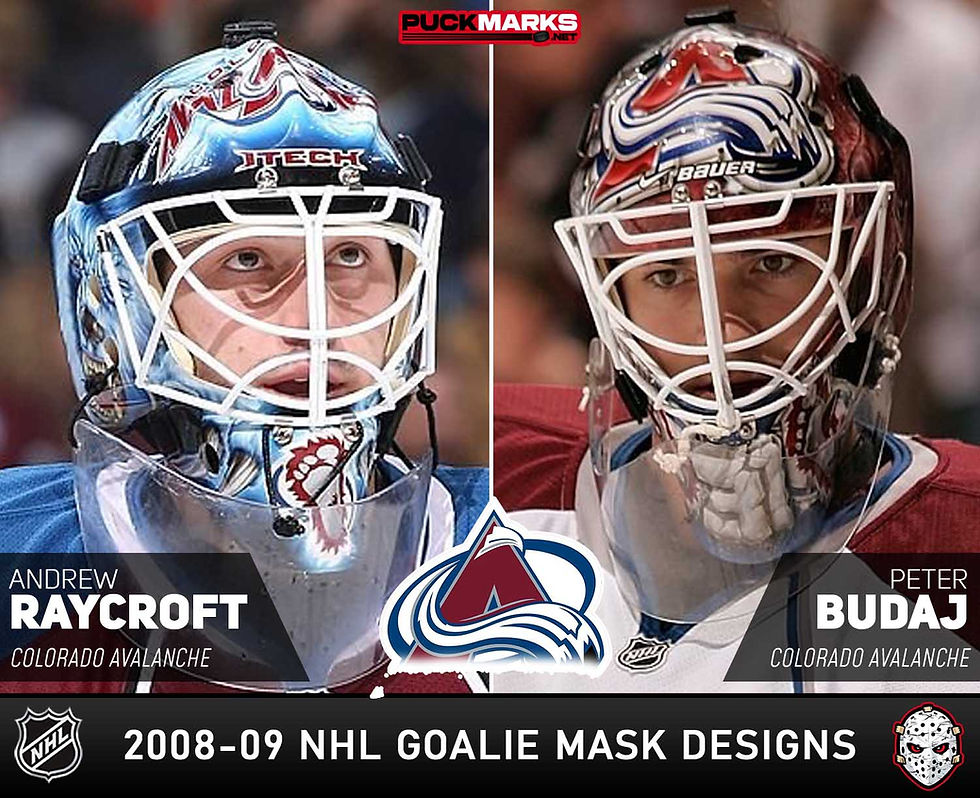 Colorado Avalanche - Puck Marks - NHL Goalie Mask Design History - 2008-09