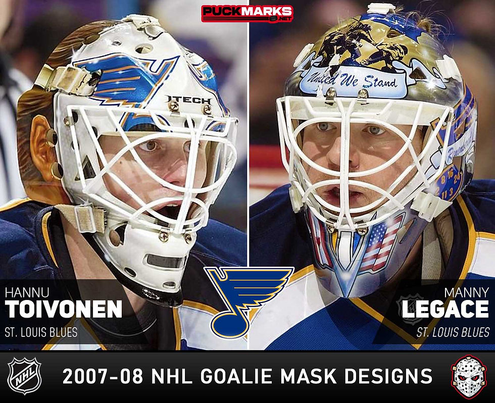 St. Louis Blues - Puck Marks - NHL Goalie Mask Design History - 2007-08