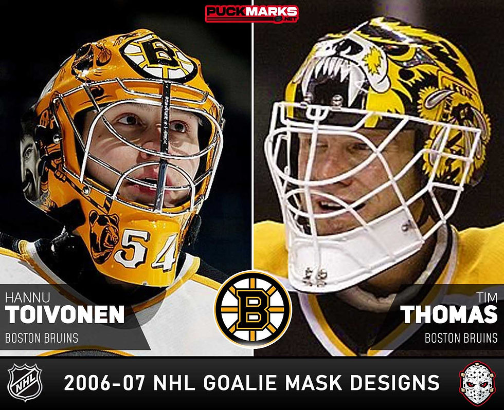 Boston Bruins - Puck Marks - NHL Goalie Mask Design History - 2006-07