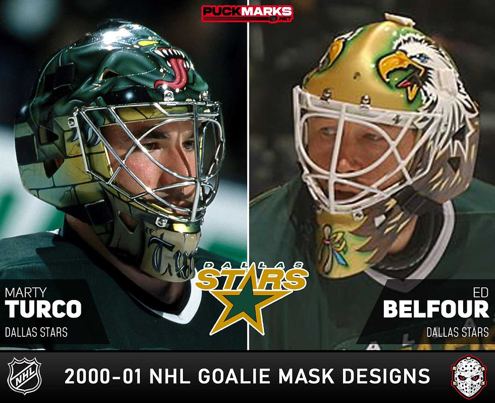 Dallas Stars - Puck Marks - NHL Goalie Mask Design History - 2000-01