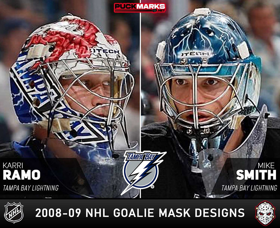 Tampa Bay Lightning - Puck Marks - NHL Goalie Mask Design History - 2008-09