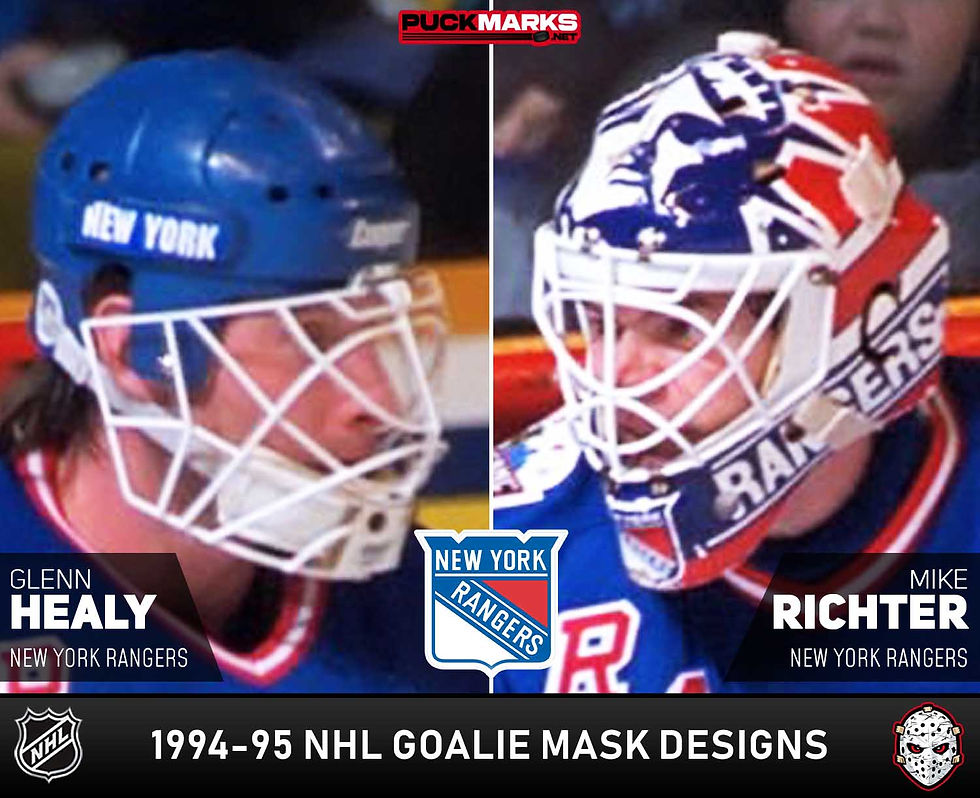 New York Rangers - Puck Marks - NHL Goalie Mask Design History - 1994-95