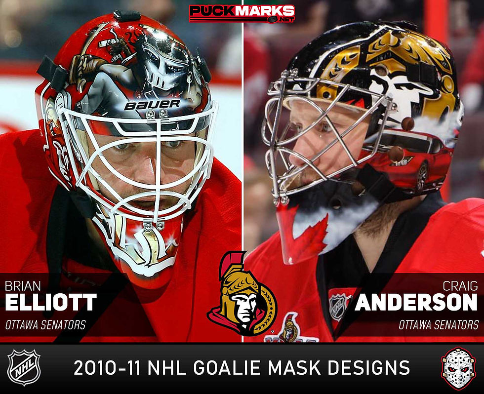 Ottawa Senators - Puck Marks - NHL Goalie Mask Design History - 2010-11 Art History