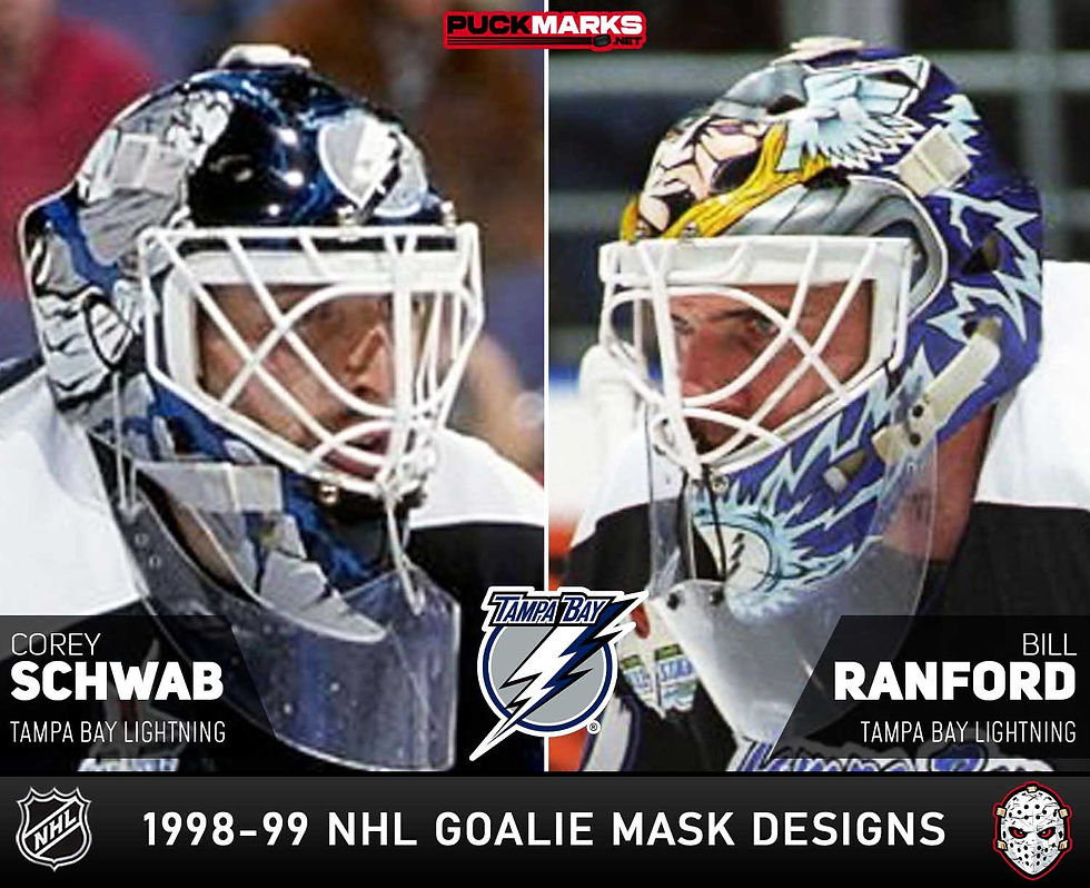 Tampa Bay Lightning - Puck Marks - NHL Goalie Mask Design History - 1998-99