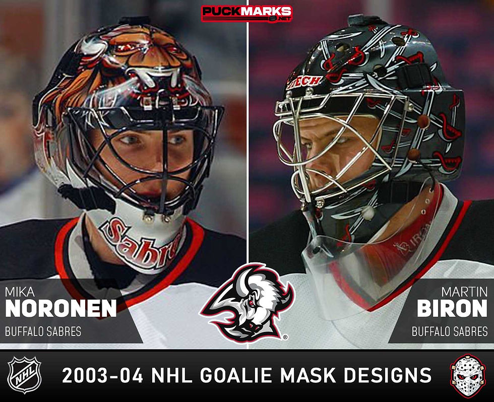 Buffalo Sabres - Puck Marks - NHL Goalie Mask Design History - 2003-04