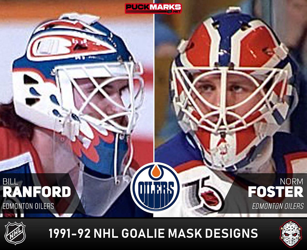 Edmonton Oilers - Puck Marks - NHL Goalie Mask Design History - 1991-92