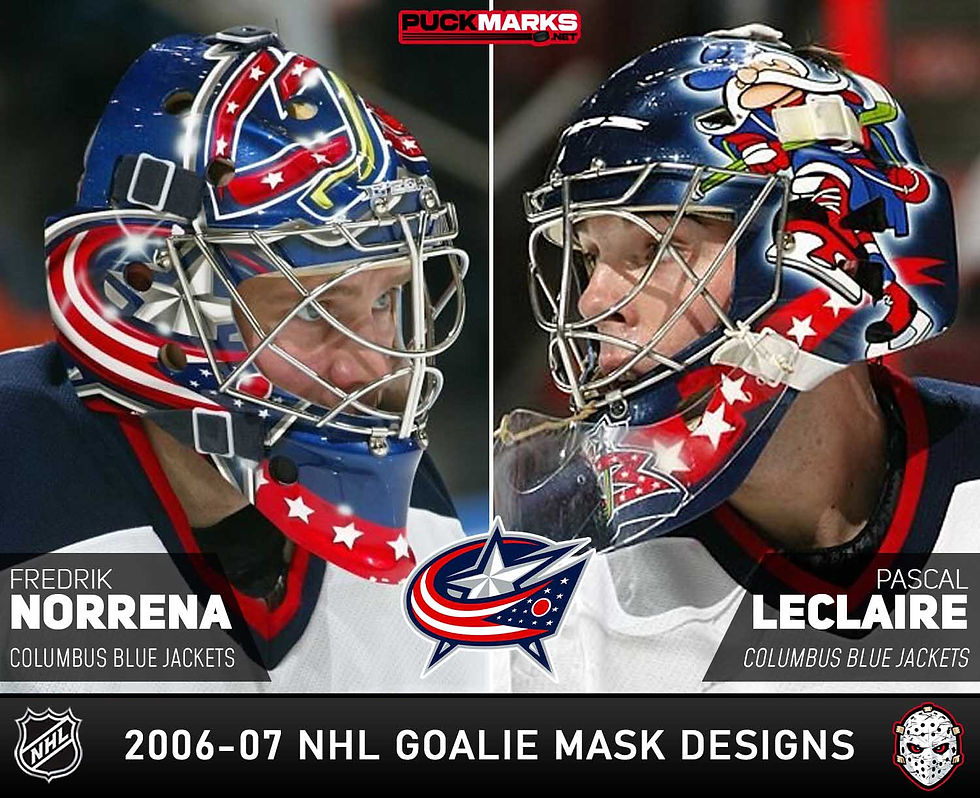 Columbus Blue Jackets - Puck Marks - NHL Goalie Mask Design History - 2006-07