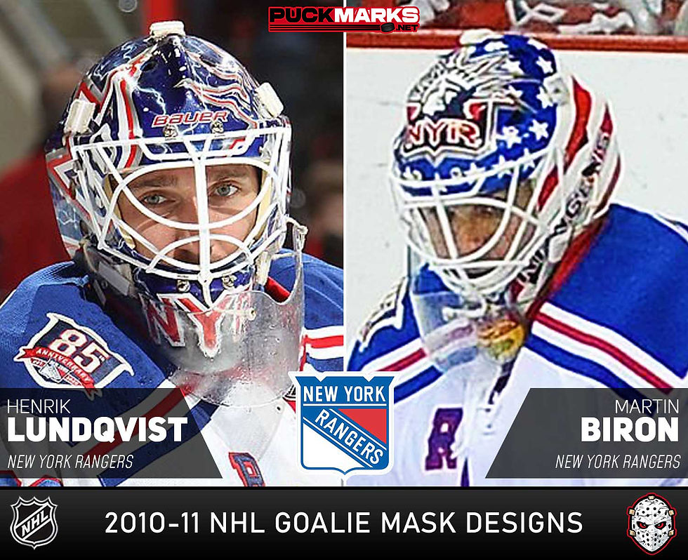 New York Rangers - Puck Marks - NHL Goalie Mask Design History - 2010-11 Art History