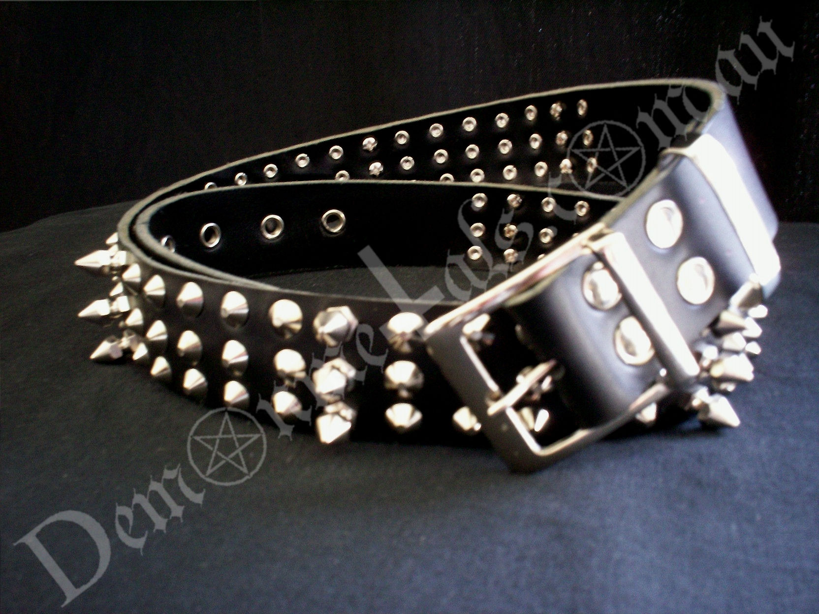 6th ROW ROCKET SPIKE + ROUND CHROME PYRAMID STUD LEATHER BELT
