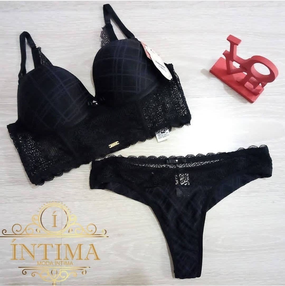 Conjunto Fio Dental Conforto Tule Xadrez