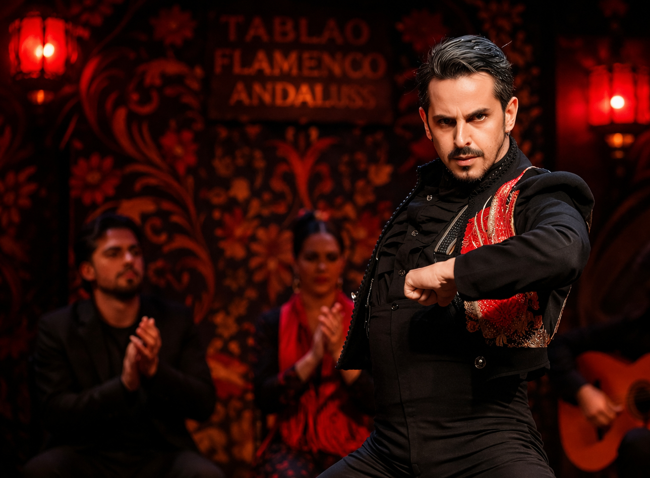 Benito García bailando flamenco en el escenario