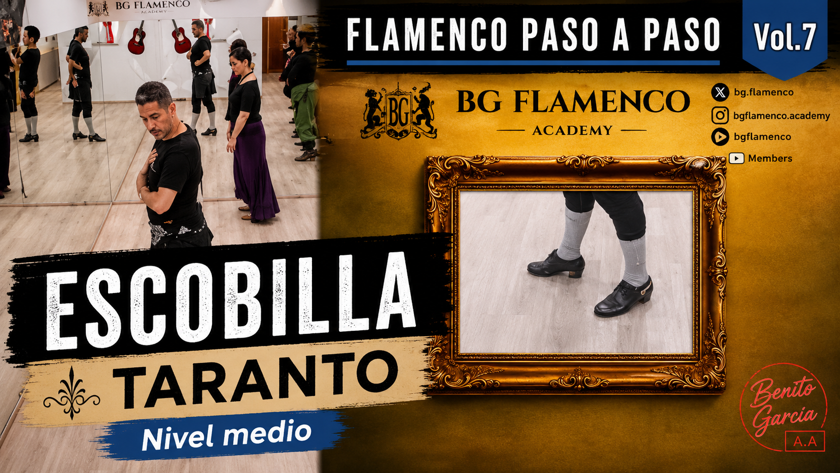 Flamenco Paso a Paso Vol.7 thumbnail: intermediate taranto escobilla with a close-up of the feet.