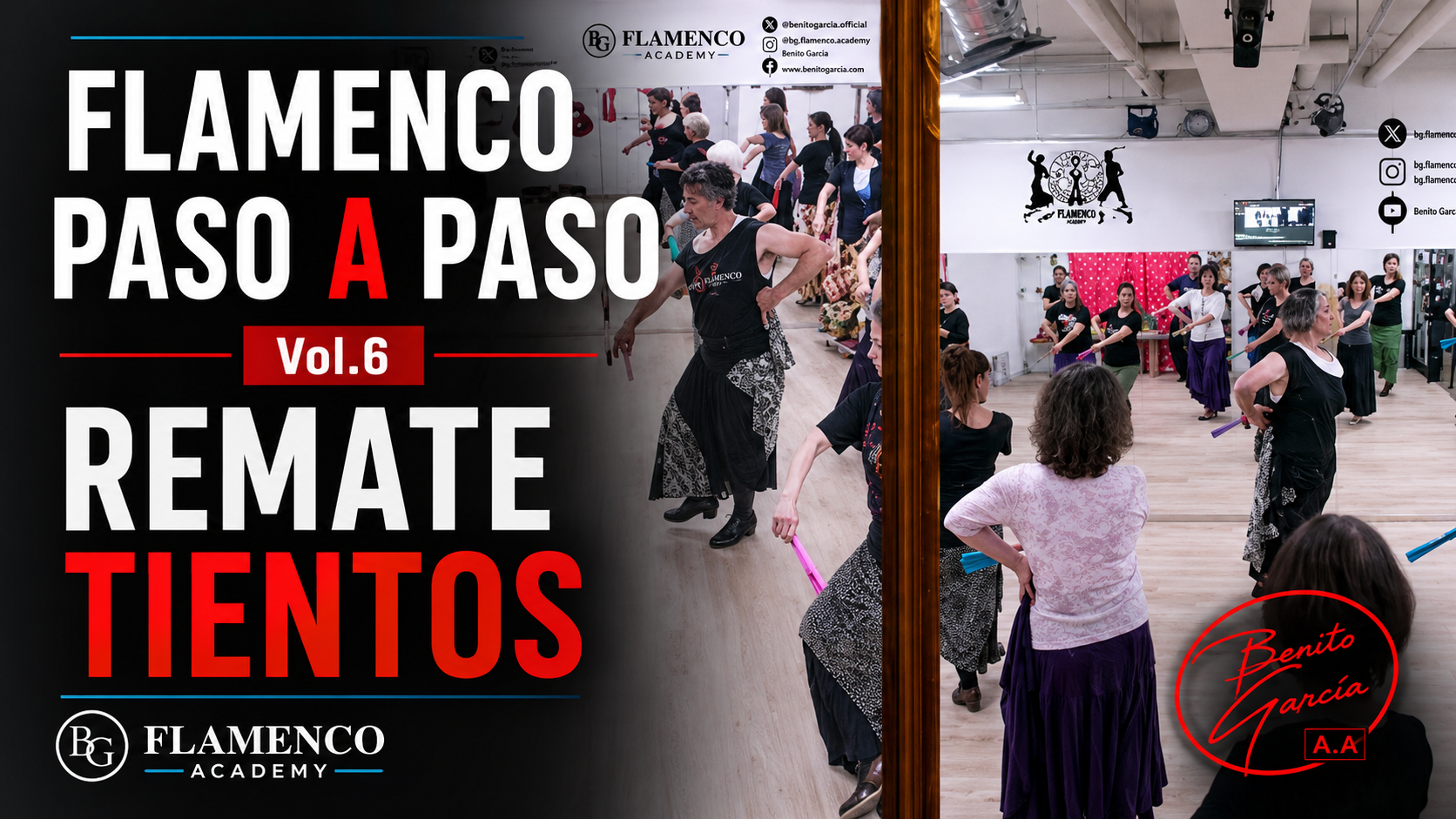 Flamenco Paso a Paso Vol.6 thumbnail: a tientos remate and class scenes.