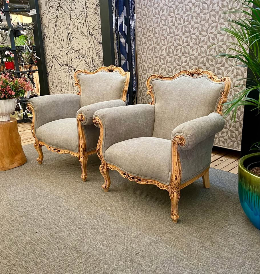 Thumbnail: Newly Reupholstered Baroque Style Armchairs / Occasional Chairs