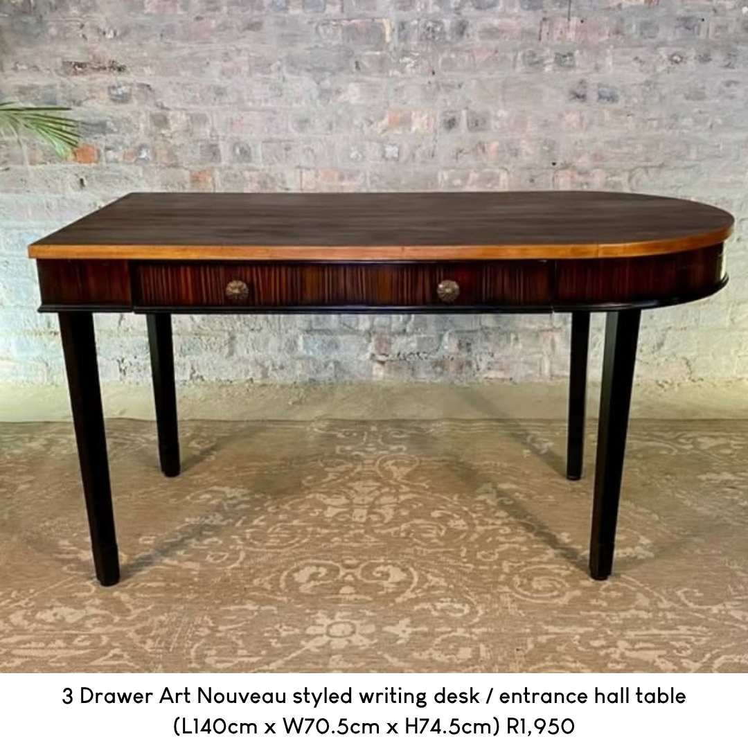 3 Drawer Art Nouveau styled writing desk / entrance hall table