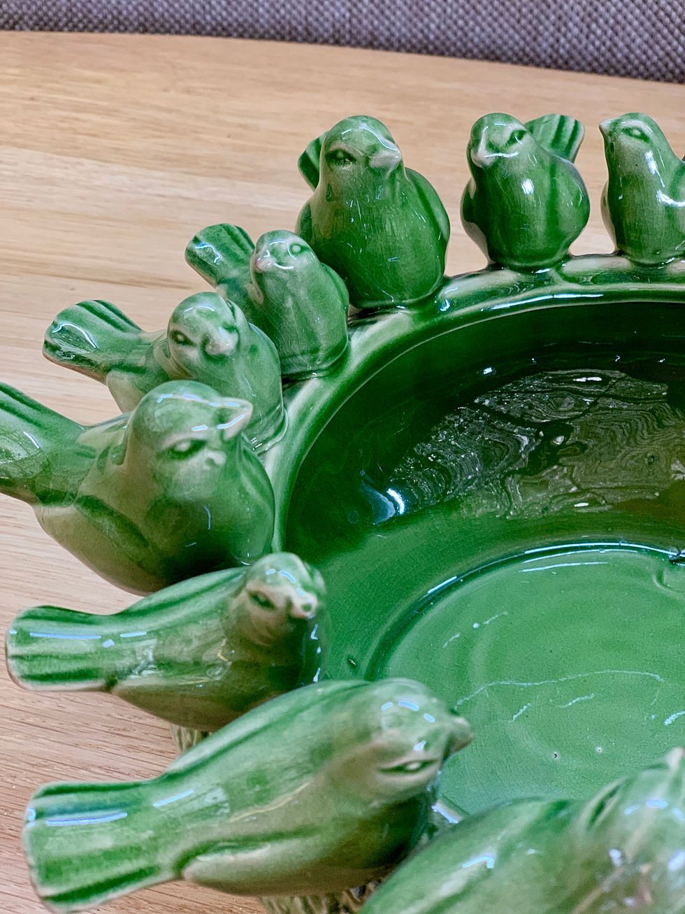 Thumbnail: Green Ceramic Bird Bowl