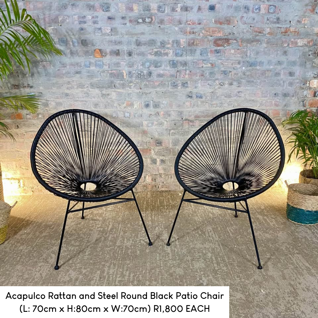 Acapulco Rattan and Steel Round Black Patio Chair