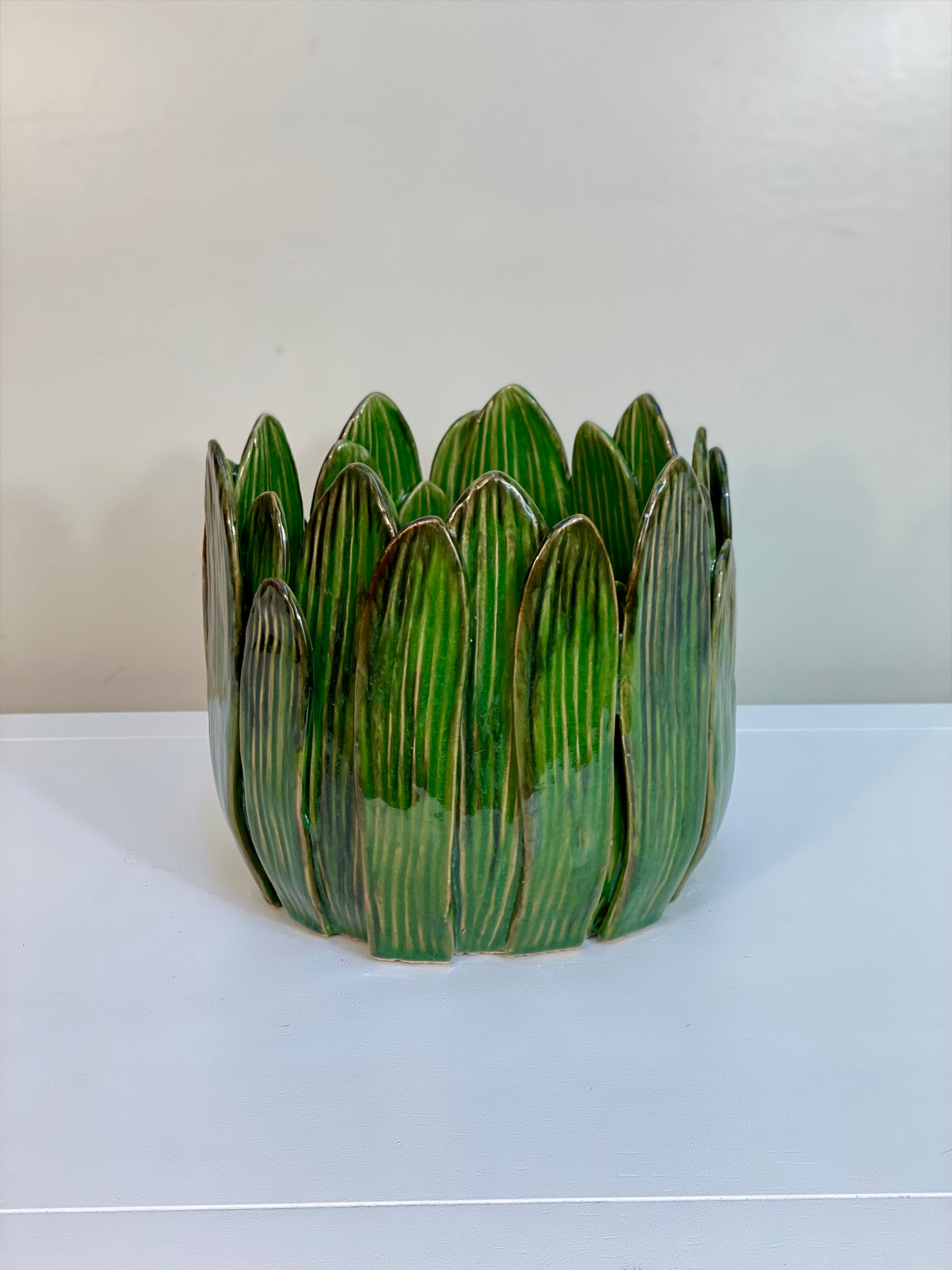 Ceramic Green Leaf Vase