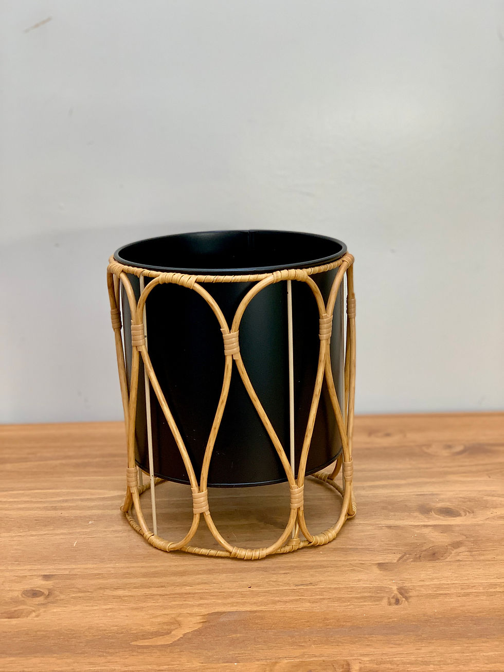 Thumbnail: Black and Rattan Flower Pot