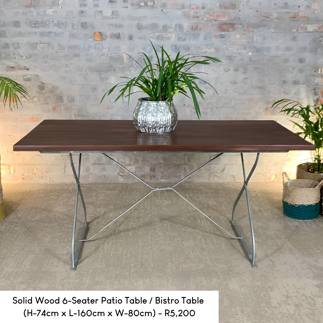 Solid Wood 6-Seater Patio Table / Bistro Table