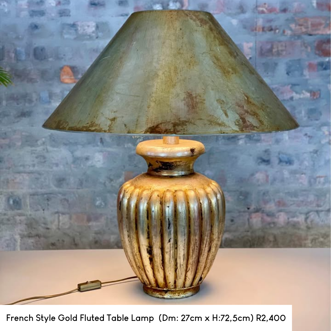 French Style Gold Fluted Table Lamp