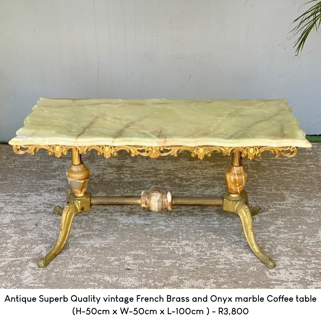 Antique Superb Quality vintage French Brass and Onyx marble Coffee table