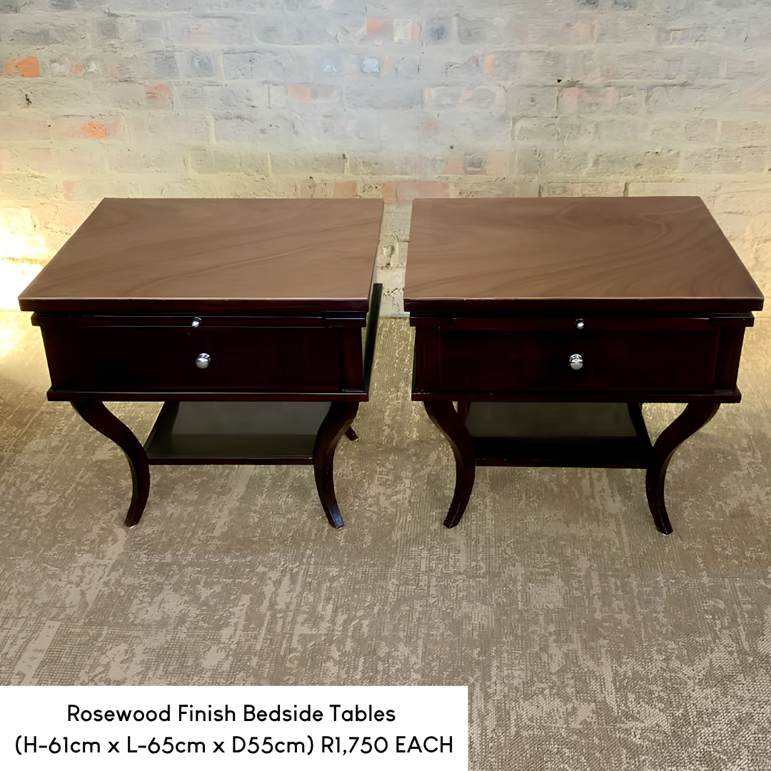 Rosewood Finish Bedside Tables