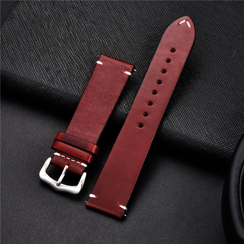 Miniatura: Retro Genuine Leather Strap Oil Wax Oily Discoloration Cowhide Leather Watchband