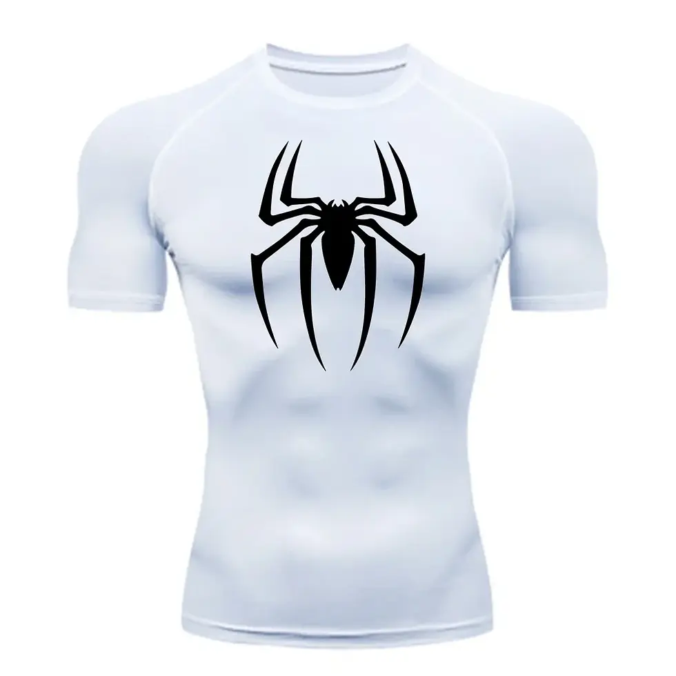 Miniatura: Men's Spider Print Compression Shirt, Quick Dry T-Shirt, Gym Running Jersey, Bre
