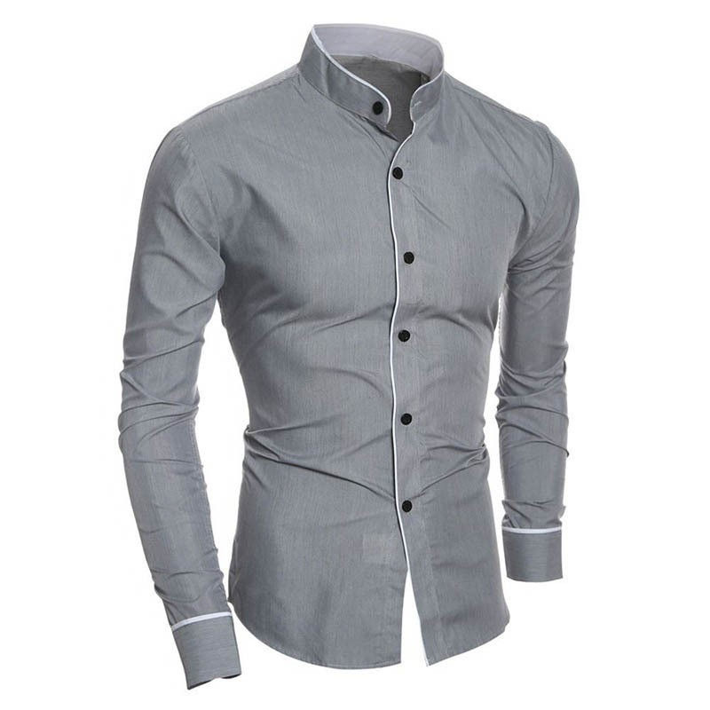 Miniatura: Men's Spring New Solid Color Simple Casual Korean Version Slim Fit Long Sleeve S