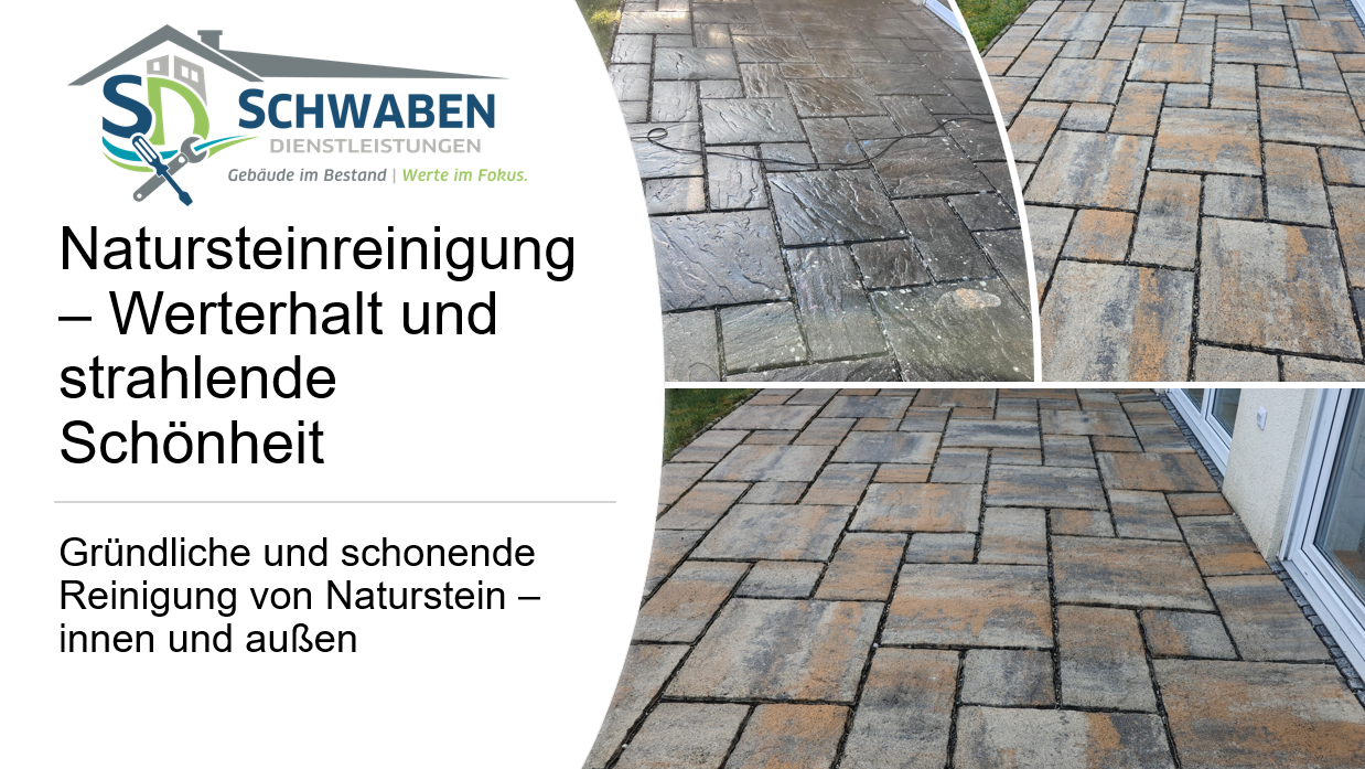 Natursteinreinigung einer Außenfläche