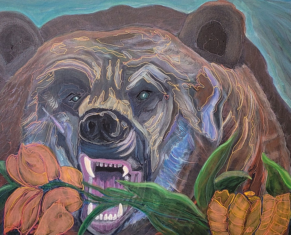 "She ain't GRIZZLY she just looks it"-Acrylic on canvas-16"x20"-$400- includes frame