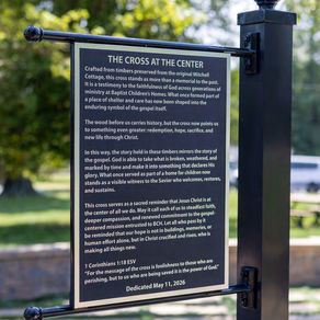 The Cross at the Center plaque at Mitchell Park, Mills Home in Thomasville