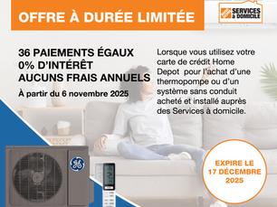 Industries Guaranteed offre le financement HVAC de Home Depot en 36 paiements à 0% d’intérêt