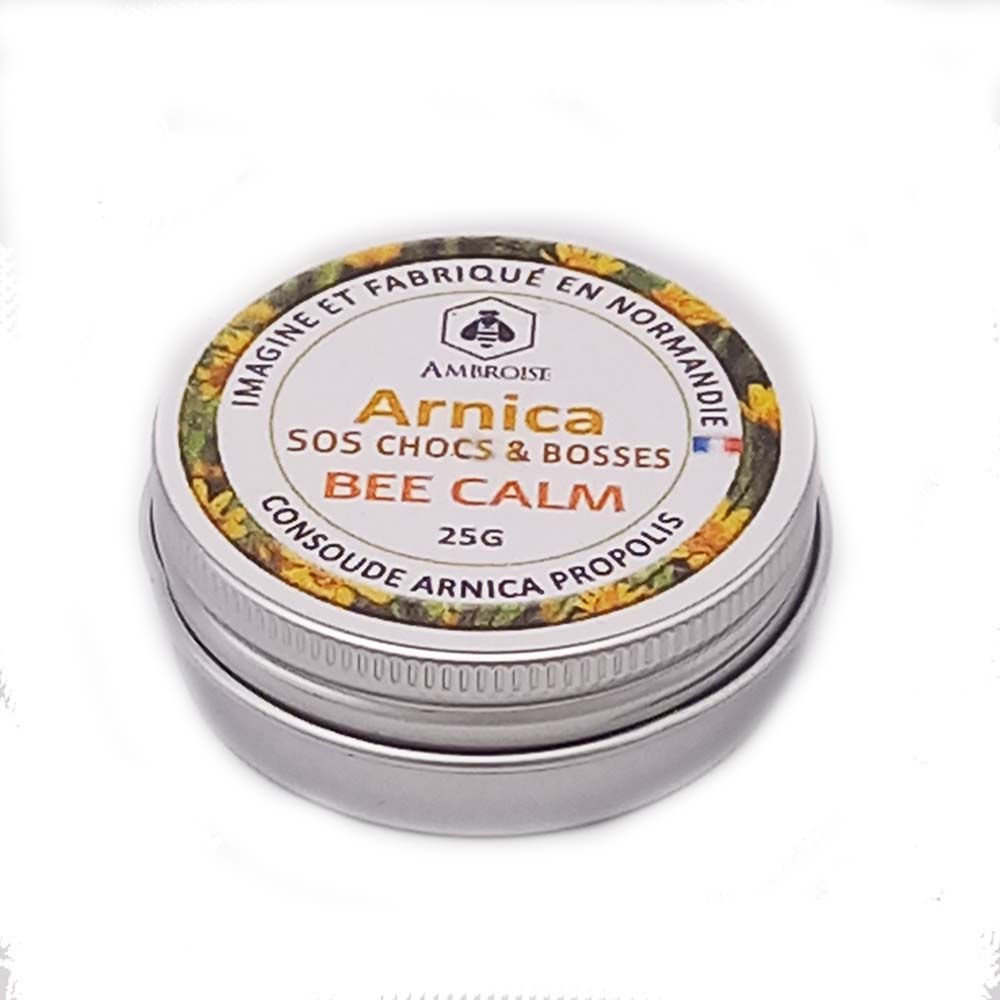 Baume naturel Bee-calm à l'arnica et propolis pour les bleus et bosses. Cométique naturel Ambroise Savonnerie