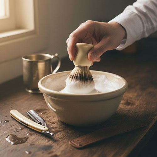 rasage traditionnel au blaireau