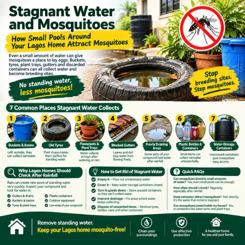 Stagnant Water and Mosquitoes: How Small Pools Around Your Lagos Home Attract Mosquitoes