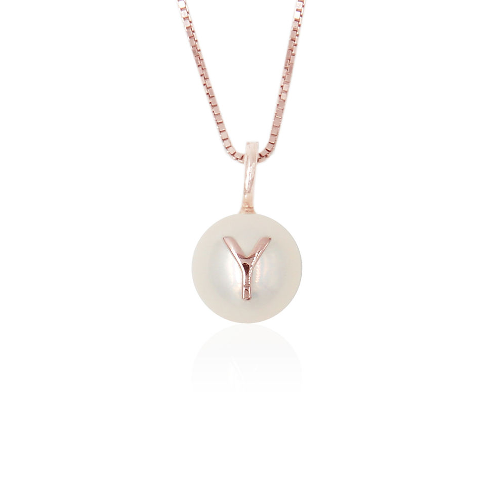 Thumbnail: Initial Pearl - Necklace (N-Z) Rose Gold Colour
