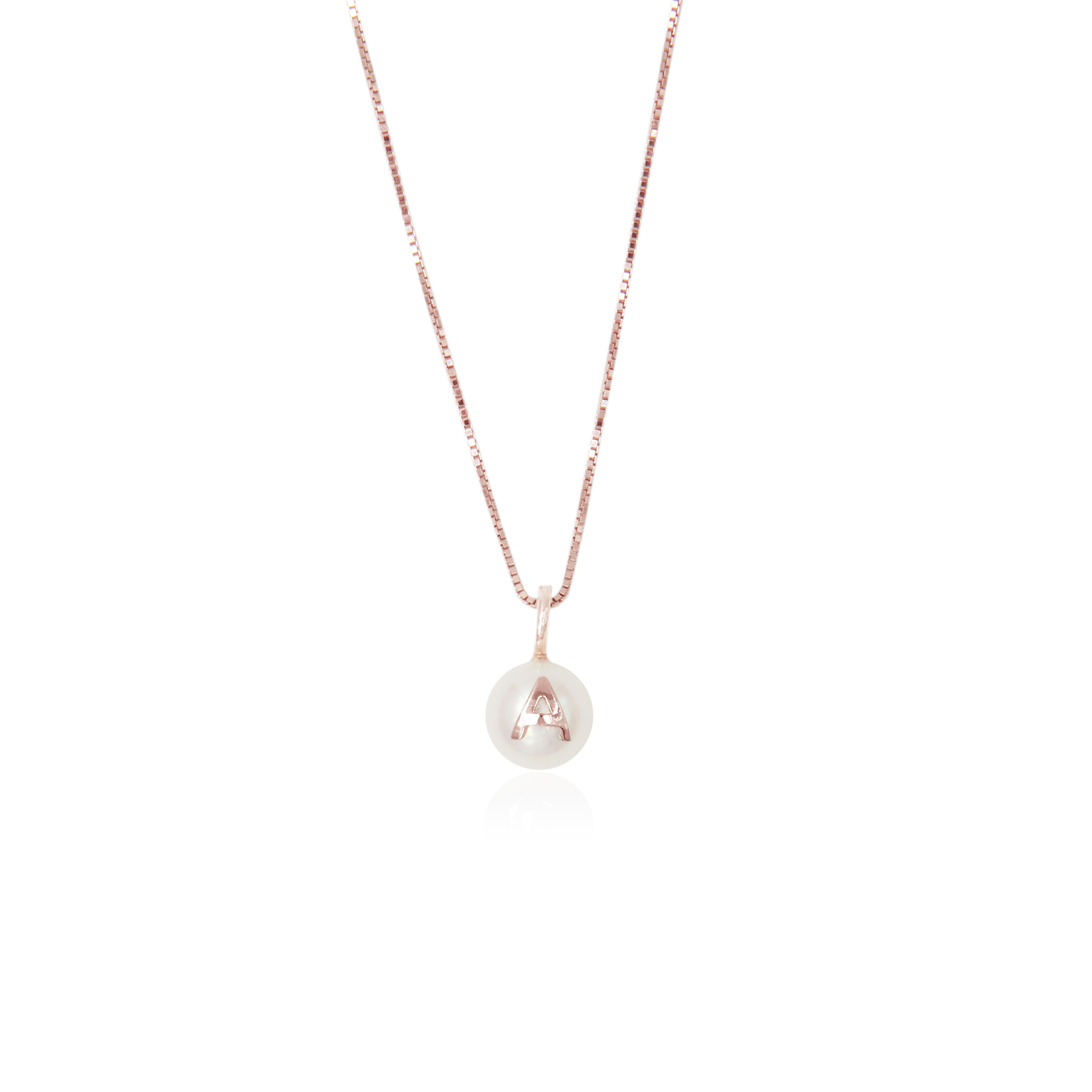Initial Pearl - Necklace (A-M) Rose Gold Colour