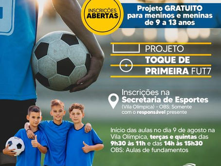Meninos e meninas já podem se INSCREVER em Escolinha de Futebol