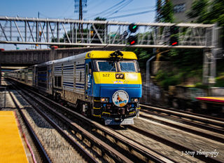 Motion blur of LIRR Cannonball at Woodside