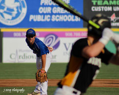 Pitcher stares down batter at High School championship game in Bridgewater, New Jersey