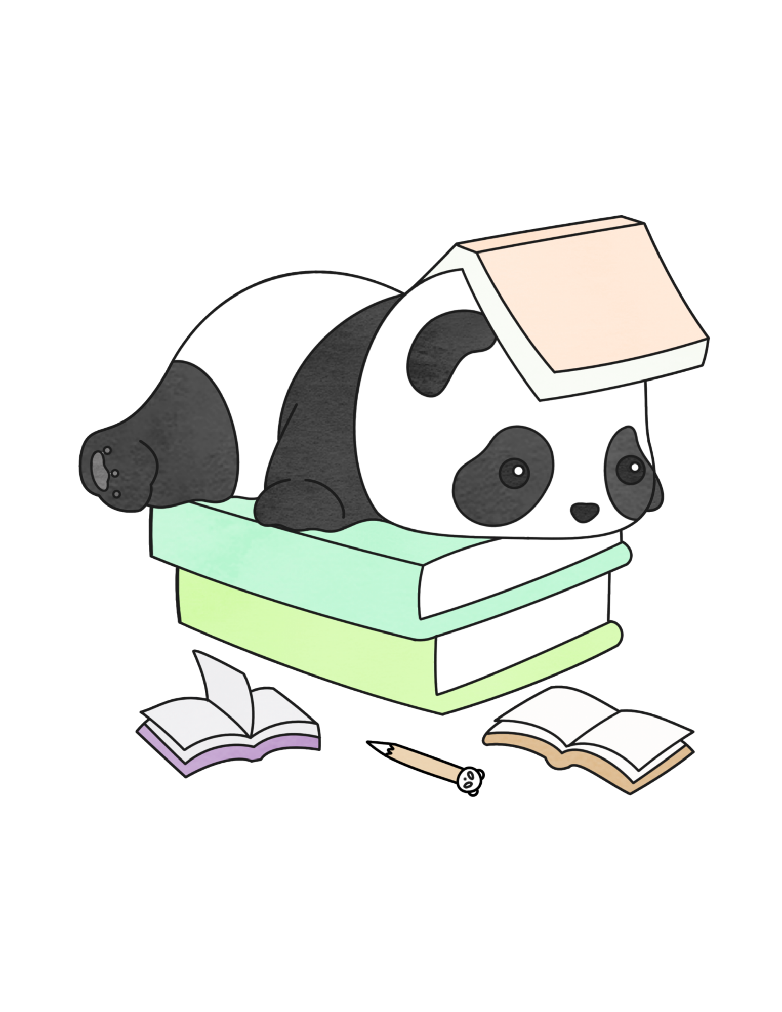 Reading Panda Sticker