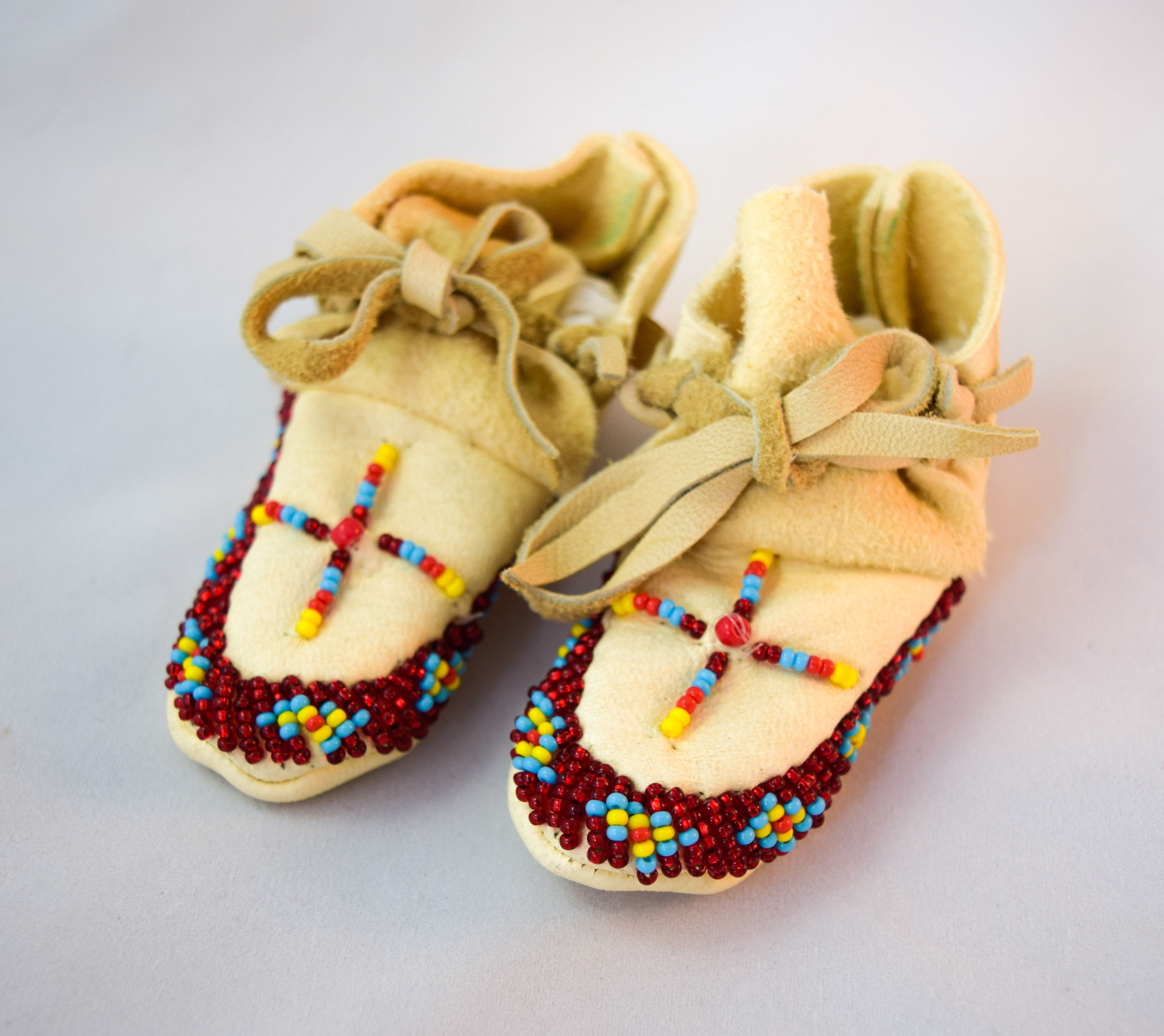 Red Beaded Baby Moccasins
