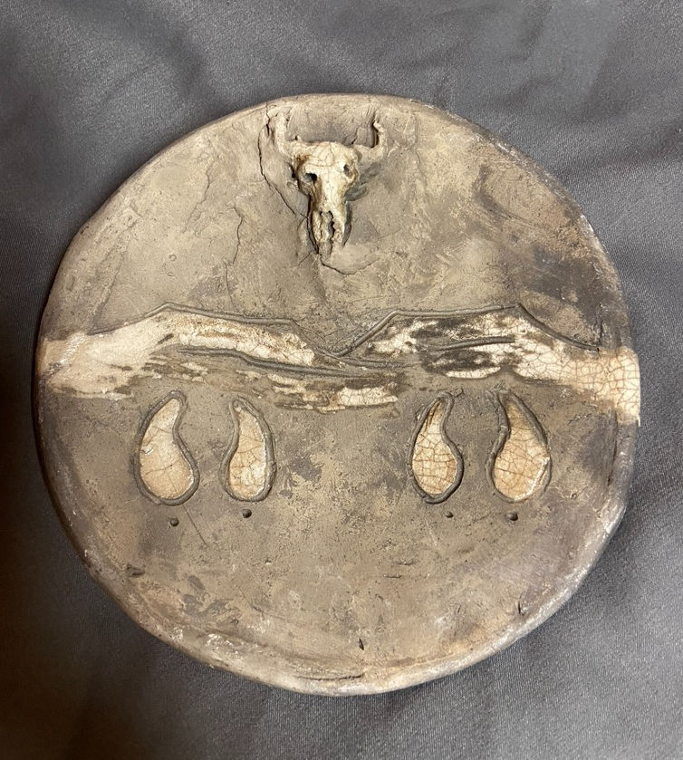 Badlands Clay Plaque-Buffalo Skull