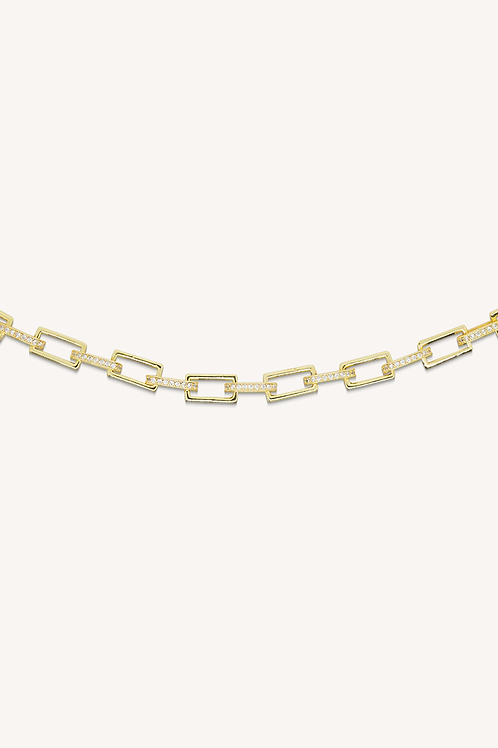 Diamond Chain Link Necklace Gold