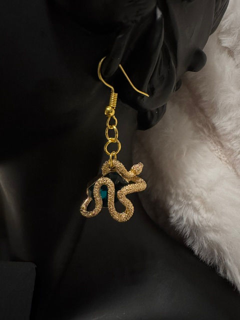 Thumbnail: Gold Snake Dangling's - Green Gemstone